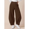 image:imageBTFBM Womens Wide Leg Pants Ankle Palazzo Fleece Harem Barrel SweatpantsBrown