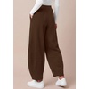image:imageBTFBM Womens Wide Leg Pants Ankle Palazzo Fleece Harem Barrel SweatpantsBrown