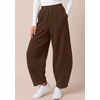image:imageBTFBM Womens Wide Leg Pants Ankle Palazzo Fleece Harem Barrel SweatpantsBrown