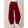 image:imageBTFBM Womens Wide Leg Pants Ankle Palazzo Fleece Harem Barrel SweatpantsBurgundy