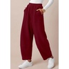 image:imageBTFBM Womens Wide Leg Pants Ankle Palazzo Fleece Harem Barrel SweatpantsBurgundy