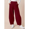 image:imageBTFBM Womens Wide Leg Pants Ankle Palazzo Fleece Harem Barrel SweatpantsBurgundy