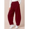 image:imageBTFBM Womens Wide Leg Pants Ankle Palazzo Fleece Harem Barrel SweatpantsBurgundy