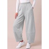 image:imageBTFBM Womens Wide Leg Pants Ankle Palazzo Fleece Harem Barrel SweatpantsGrey