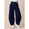 image:imageBTFBM Womens Wide Leg Pants Ankle Palazzo Fleece Harem Barrel SweatpantsNavy Blue