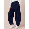 image:imageBTFBM Womens Wide Leg Pants Ankle Palazzo Fleece Harem Barrel SweatpantsNavy Blue