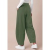 image:imageBTFBM Womens Wide Leg Pants Ankle Palazzo Fleece Harem Barrel SweatpantsSage Green