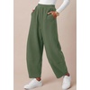 image:imageBTFBM Womens Wide Leg Pants Ankle Palazzo Fleece Harem Barrel SweatpantsSage Green