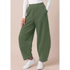 image:imageBTFBM Womens Wide Leg Pants Ankle Palazzo Fleece Harem Barrel SweatpantsSage Green