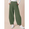 image:imageBTFBM Womens Wide Leg Pants Ankle Palazzo Fleece Harem Barrel SweatpantsSage Green