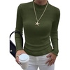 image:imageBTFBM Long Sleeve T Shirts for Women Ruffle Mock Neck TopsArmy Green