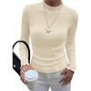 image:imageBTFBM Long Sleeve T Shirts for Women Ruffle Mock Neck TopsBeige