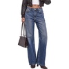 image:imageBTFBM Women Casual Straight Leg Jeans TrendyMedium Blue