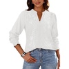 image:imageBTFBM Womens 2026 Fall Tops Dressy Casual Floral Boho Embroidered BlouseWhite