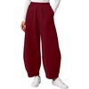 image:imageBTFBM Womens Wide Leg Pants Ankle Palazzo Fleece Harem Barrel SweatpantsBurgundy