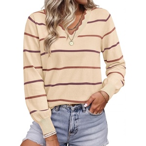 image:imageBTFBM Womens Sweaters Striped Pullover TopsApricot