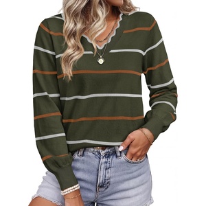 image:imageBTFBM Womens Sweaters Striped Pullover TopsArmy Green