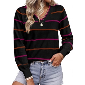 image:imageBTFBM Womens Sweaters Striped Pullover TopsBlack