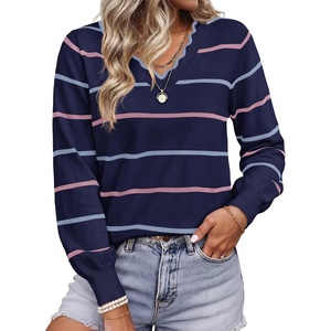 image:imageBTFBM Womens Sweaters Striped Pullover TopsNavy Blue