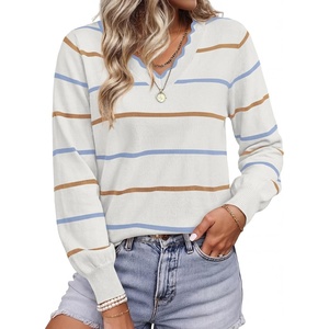 image:imageBTFBM Womens Sweaters Striped Pullover TopsWhite