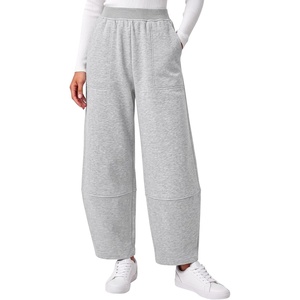 image:imageBTFBM Womens Wide Leg Pants Ankle Palazzo Fleece Harem Barrel SweatpantsGrey