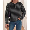 image:imageBTFBM Womens Lightweight Oversized Striped SweaterBlack Grey