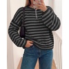 image:imageBTFBM Womens Lightweight Oversized Striped SweaterBlack Grey