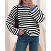 image:imageBTFBM Womens Lightweight Oversized Striped SweaterBlack White