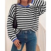 image:imageBTFBM Womens Lightweight Oversized Striped SweaterBlack White
