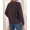 image:imageBTFBM Womens Lightweight Oversized Striped SweaterCoffee Navy