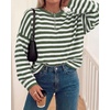 image:imageBTFBM Womens Lightweight Oversized Striped SweaterGreen White