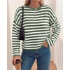 image:imageBTFBM Womens Lightweight Oversized Striped SweaterGreen White