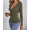 image:imageBTFBM Womens Long Sleeve Tops Sexy Wrap V Neck SweatersArmy Green