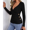 image:imageBTFBM Womens Long Sleeve Tops Sexy Wrap V Neck SweatersBlack