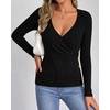 image:imageBTFBM Womens Long Sleeve Tops Sexy Wrap V Neck SweatersBlack