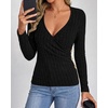 image:imageBTFBM Womens Long Sleeve Tops Sexy Wrap V Neck SweatersBlack