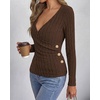 image:imageBTFBM Womens Long Sleeve Tops Sexy Wrap V Neck SweatersBrown