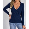 image:imageBTFBM Womens Long Sleeve Tops Sexy Wrap V Neck SweatersNavy Blue