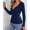 image:imageBTFBM Womens Long Sleeve Tops Sexy Wrap V Neck SweatersNavy Blue