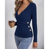 image:imageBTFBM Womens Long Sleeve Tops Sexy Wrap V Neck SweatersNavy Blue