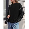 image:imageBTFBM Womens Oversized Sweaters Contrast Chunky Knit SweaterBlack