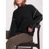 image:imageBTFBM Womens Oversized Sweaters Contrast Chunky Knit SweaterBlack