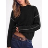 image:imageBTFBM Womens Oversized Sweaters Contrast Chunky Knit SweaterBlack