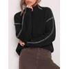 image:imageBTFBM Womens Oversized Sweaters Contrast Chunky Knit SweaterBlack