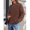 image:imageBTFBM Womens Oversized Sweaters Contrast Chunky Knit SweaterBrown