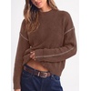 image:imageBTFBM Womens Oversized Sweaters Contrast Chunky Knit SweaterBrown
