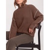image:imageBTFBM Womens Oversized Sweaters Contrast Chunky Knit SweaterBrown