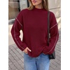 image:imageBTFBM Womens Oversized Sweaters Contrast Chunky Knit SweaterBurgundy