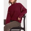 image:imageBTFBM Womens Oversized Sweaters Contrast Chunky Knit SweaterBurgundy
