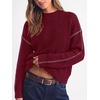 image:imageBTFBM Womens Oversized Sweaters Contrast Chunky Knit SweaterBurgundy